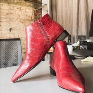 VHNY Red Crocodile Pattern Women’s Ankle Boots NEW Size 10